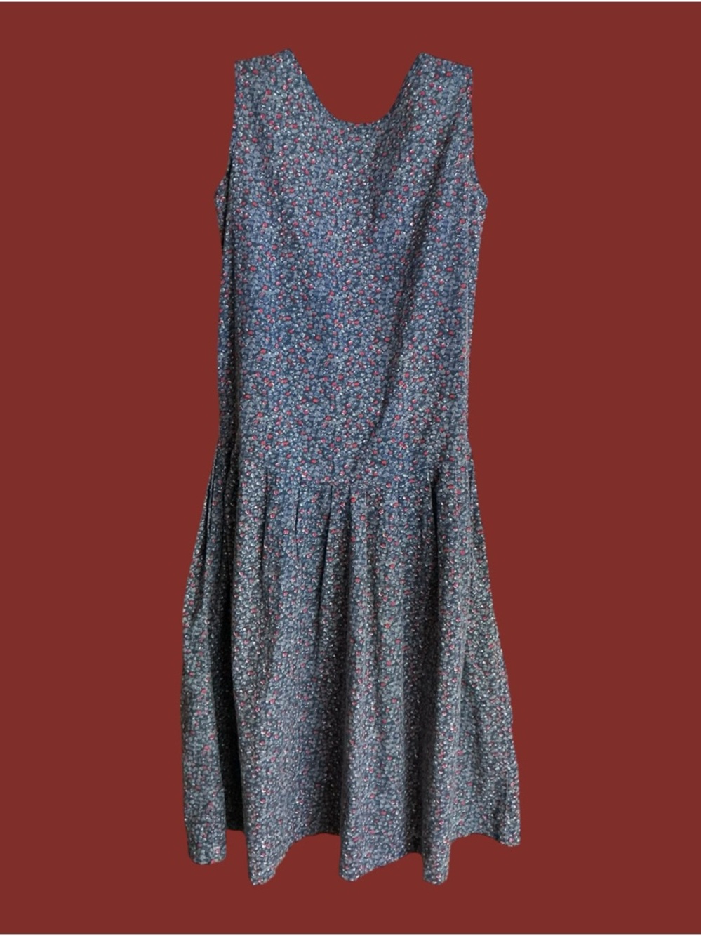 Vintage Blue Floral Button-Front Midi Dress - Picture 3 of 8